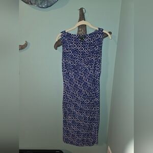 Ralph Lauren Blue Geometric Sleeveless Sheath Dress